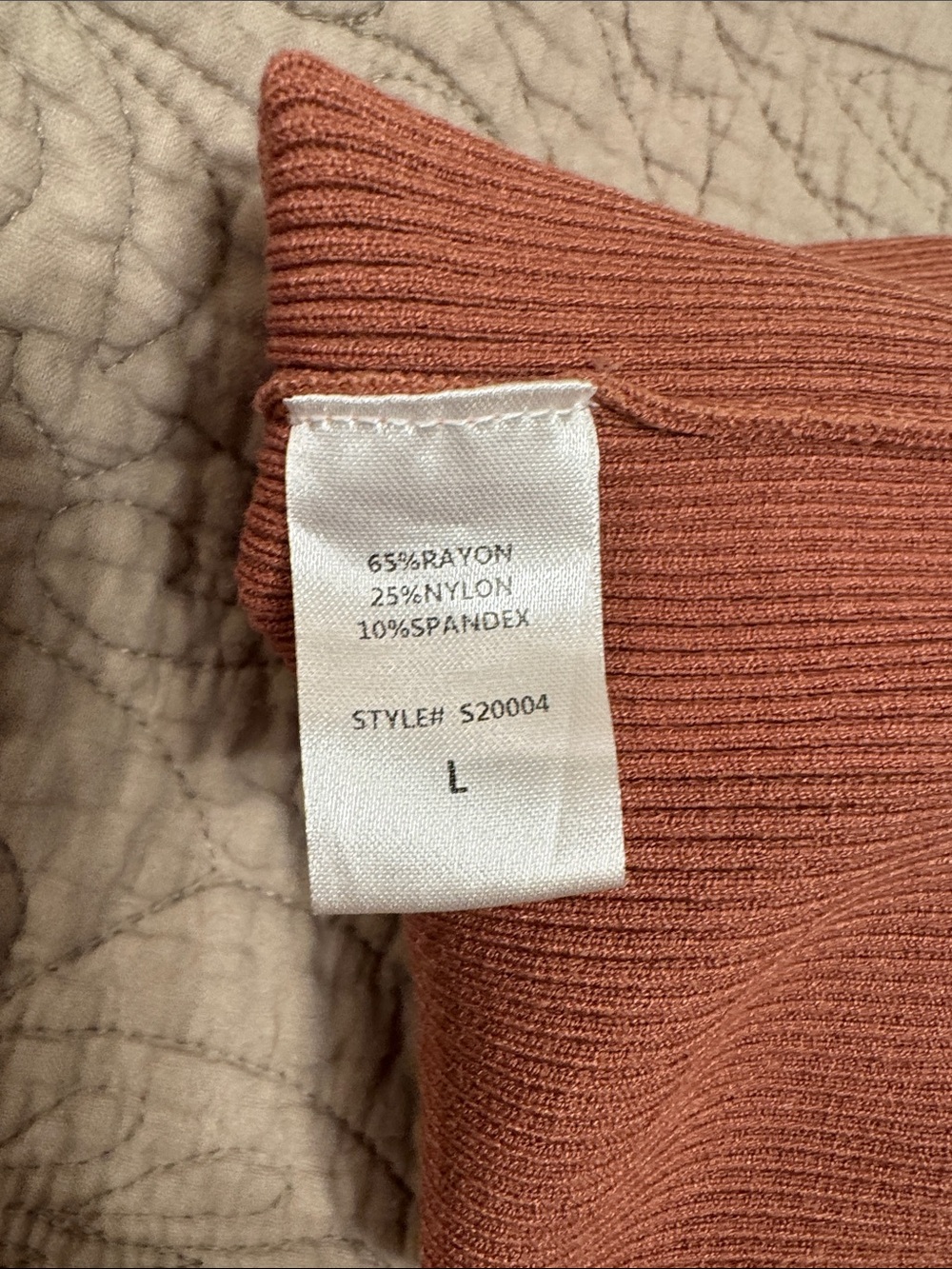 Mustard Seed Ribbed Knit Minimalist Rust Midi Bodycon Slip Dress Size Large - Picture 7 of 7